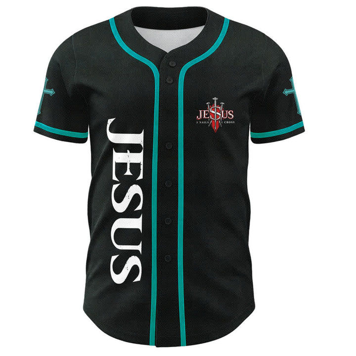 Christianartworkshop Jesus Saves Thorn Crown Black Baseball Jersey - image 37