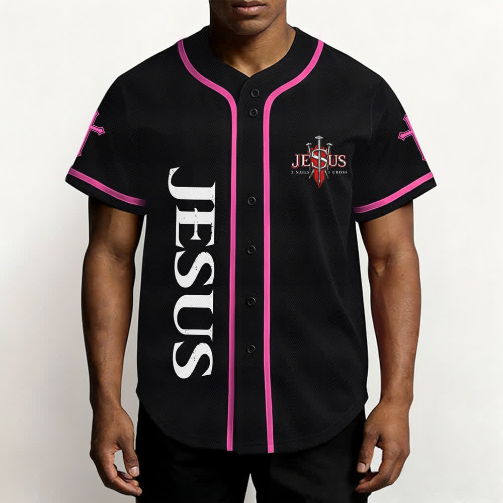 Christianartworkshop Jesus Saves Thorn Crown Black Mesh Baseball Jersey - image 48