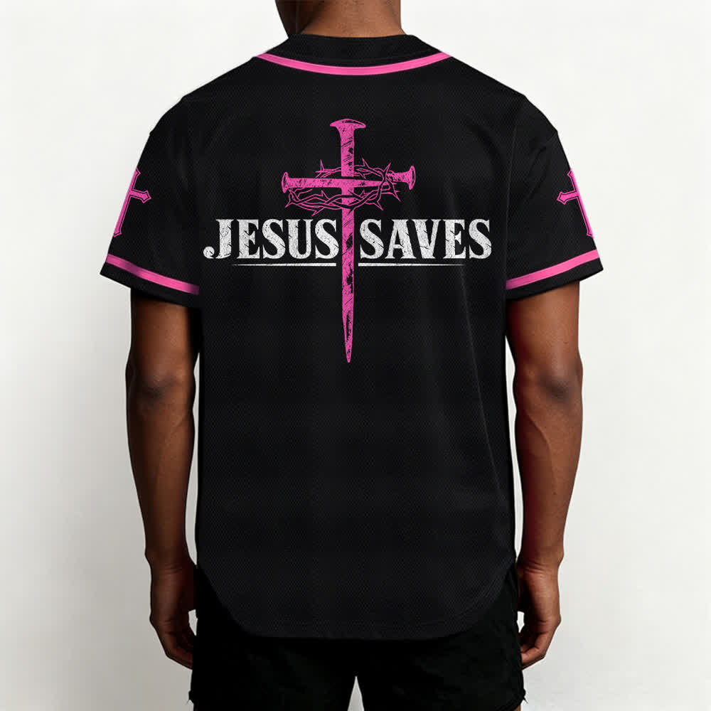 Christianartworkshop Jesus Saves Thorn Crown Black Baseball Jersey - image 47