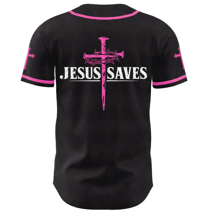 Christianartworkshop Jesus Saves Thorn Crown Black Baseball Jersey - image 43