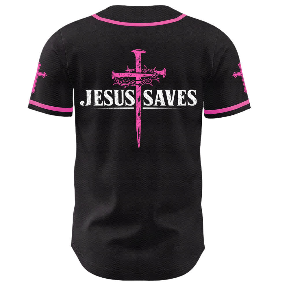 Christianartworkshop Jesus Saves Thorn Crown Black Mesh Baseball Jersey - image 43