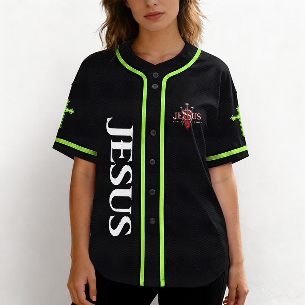 Christianartworkshop Jesus Saves Thorn Crown Black Baseball Jersey - image 53