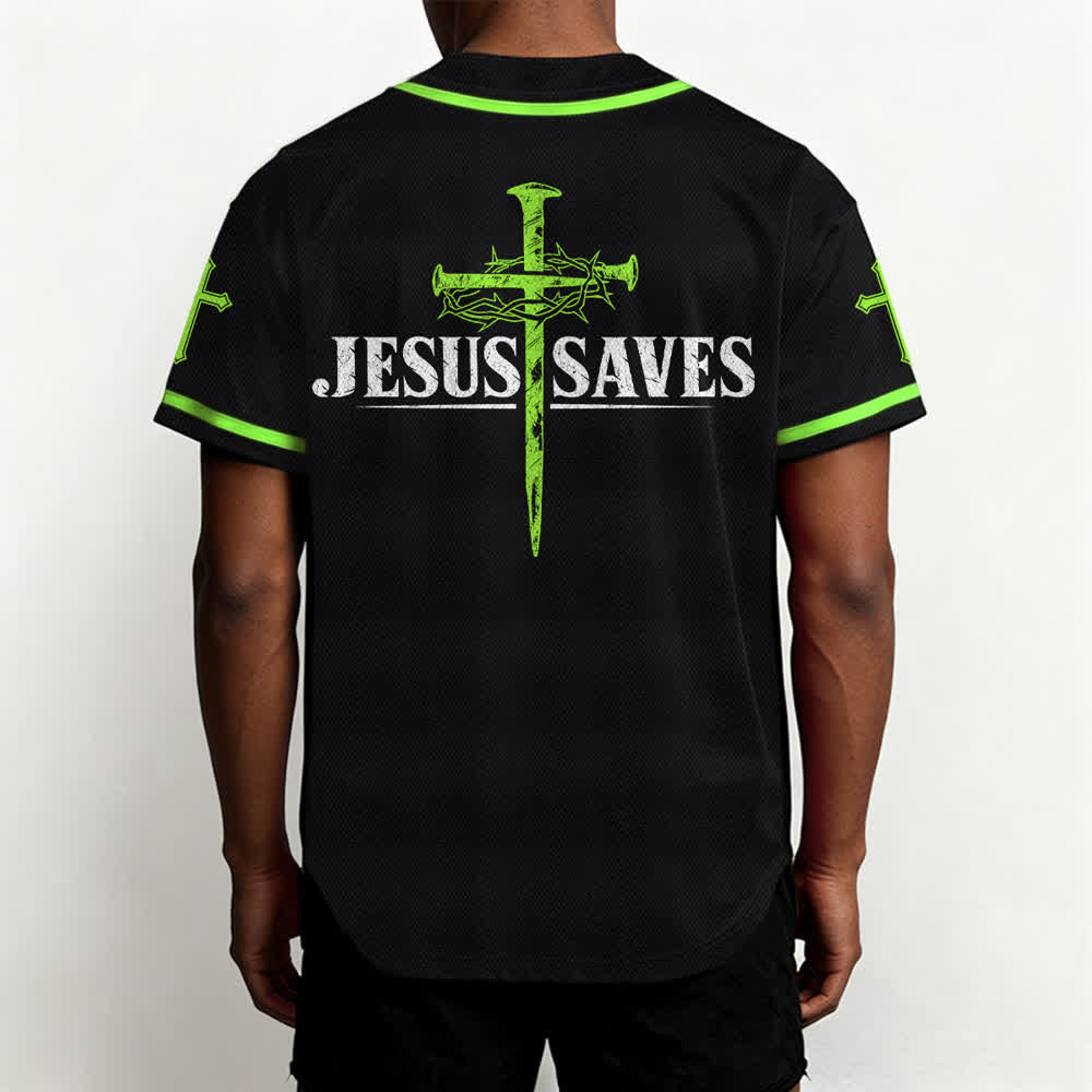 Christianartworkshop Jesus Saves Thorn Crown Black Baseball Jersey - image 54