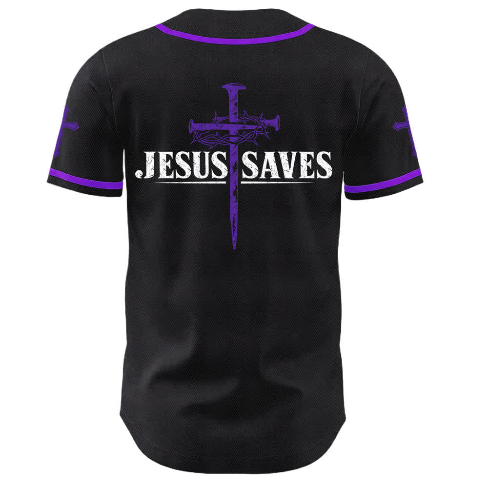 Christianartworkshop Jesus Saves Thorn Crown Black Baseball Jersey - image 57
