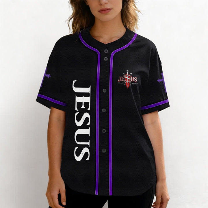 Christianartworkshop Jesus Saves Thorn Crown Black Baseball Jersey - image 60