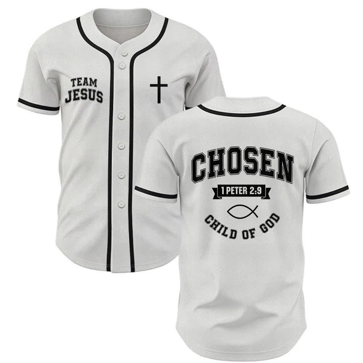 Christianartworkshop Team Jesus Chosen Child of God Baseball Jersey - White - 5XL - image 0