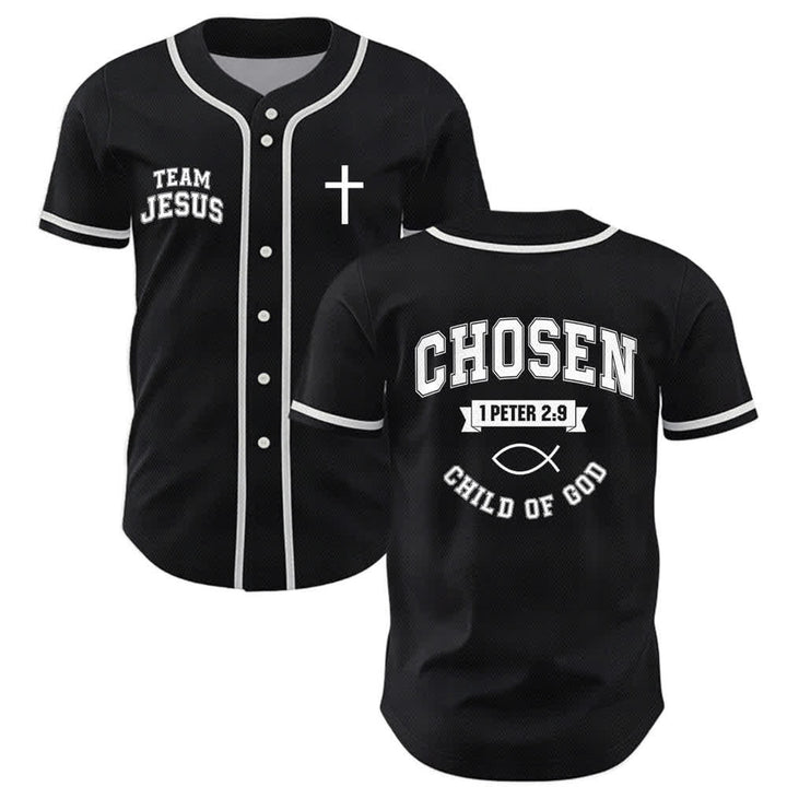 Christianartworkshop Team Jesus Chosen Child of God Baseball Jersey - Black - 5XL - image 7