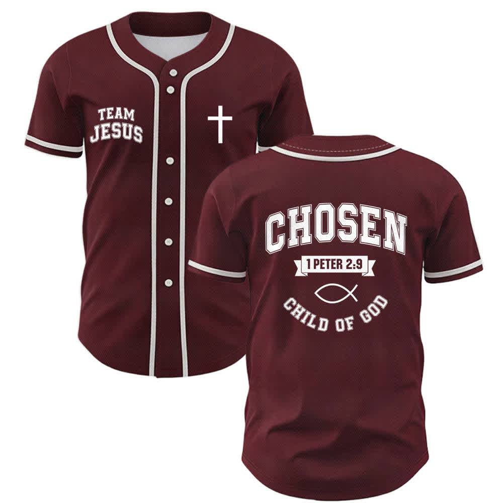 Christianartworkshop Team Jesus Chosen Child of God Baseball Jersey - Wine - 5XL - image 14