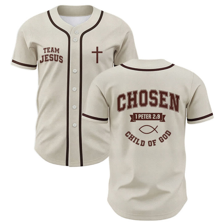 Christianartworkshop Team Jesus Chosen Child of God Baseball Jersey - Beige - 5XL - image 28