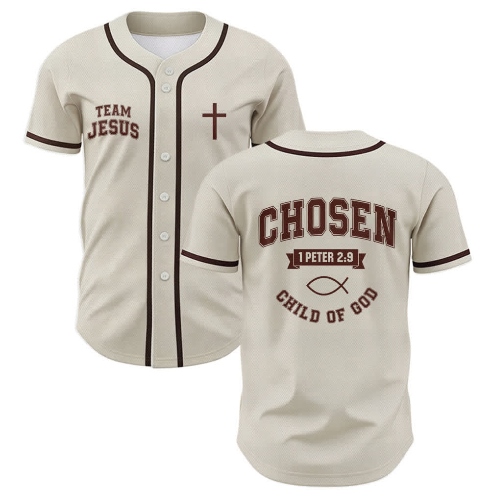 Christianartworkshop Team Jesus Chosen Mesh Baseball Jersey - Beige - 5XL - image 28