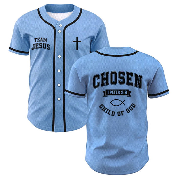 Christianartworkshop Team Jesus Chosen Child of God Baseball Jersey - Blue - 5XL - image 35