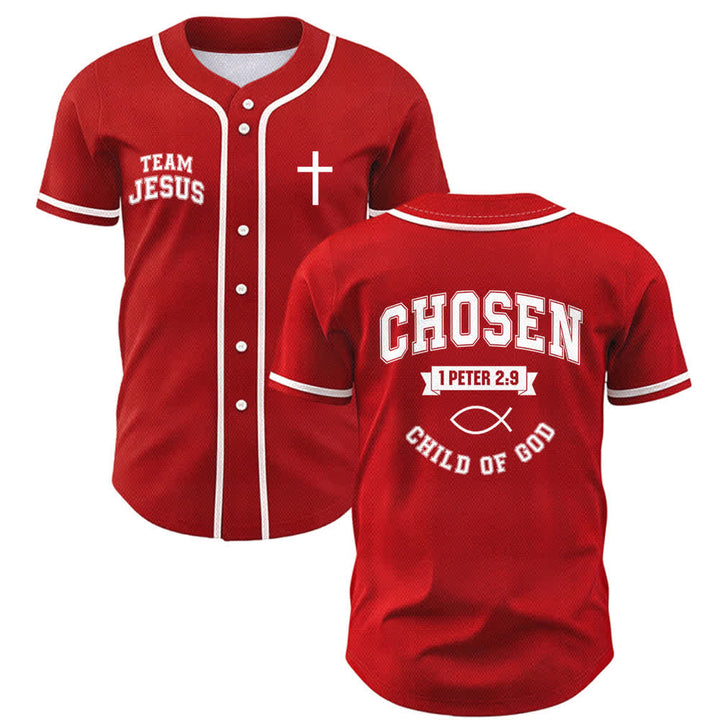 Christianartworkshop Team Jesus Chosen Mesh Baseball Jersey - Red - 5XL - image 49