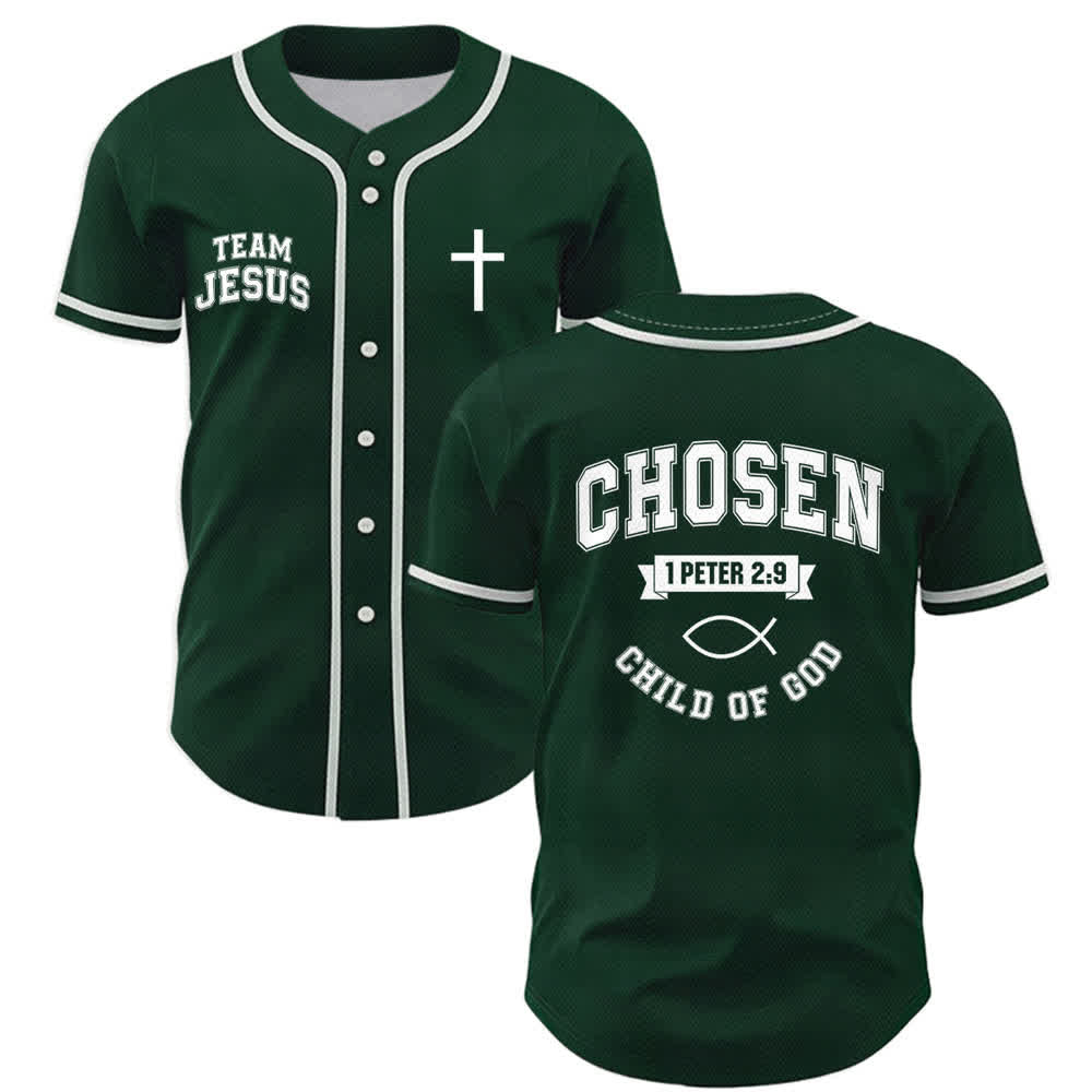Christianartworkshop Team Jesus Chosen Child of God Baseball Jersey - Green - 5XL - image 21