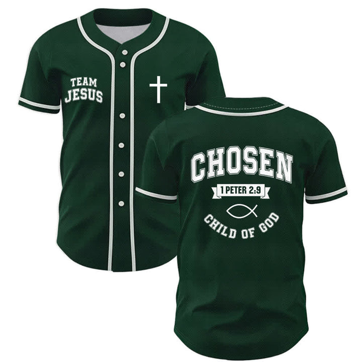 Christianartworkshop Team Jesus Chosen Child of God Baseball Jersey - Green - 5XL - image 21