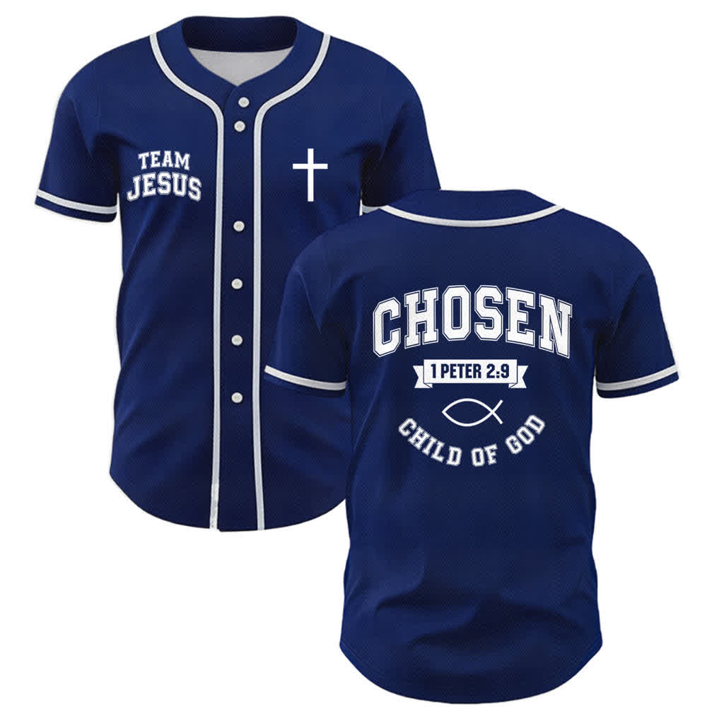 Christianartworkshop Team Jesus Chosen Child of God Baseball Jersey - Navy - 5XL - image 42