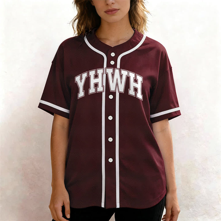Christianartworkshop YHWH Varsity Mesh Button Front Baseball Jersey - image 13