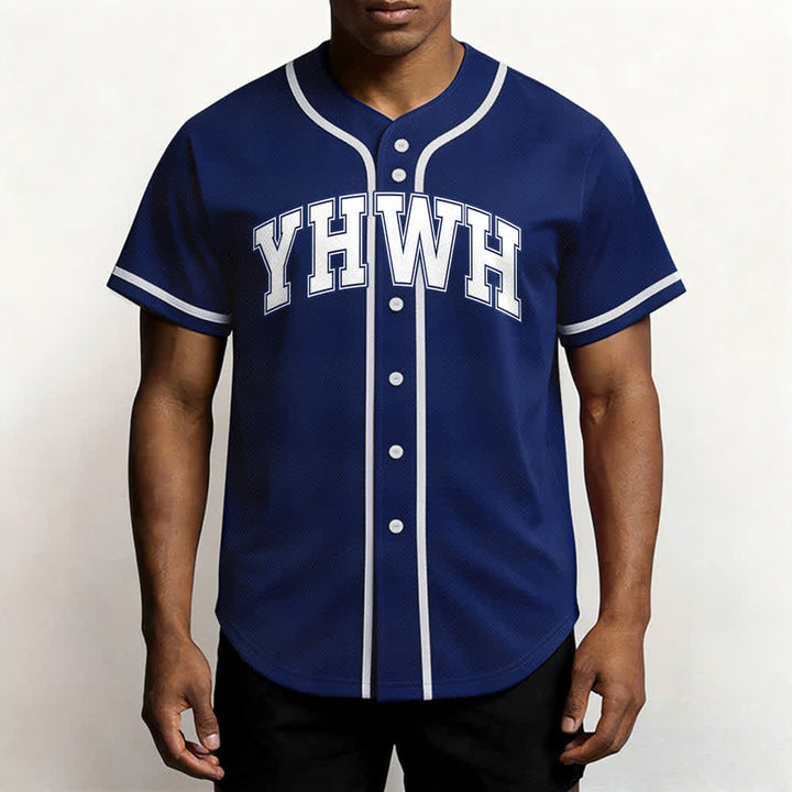 Christianartworkshop YHWH Varsity Button Front Baseball Jersey - image 17