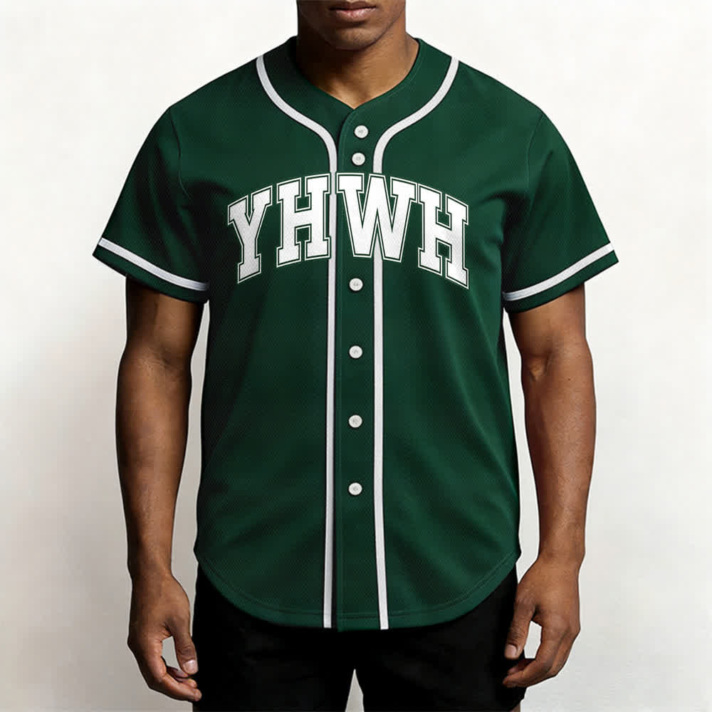 Christianartworkshop YHWH Varsity Button Front Baseball Jersey - image 11