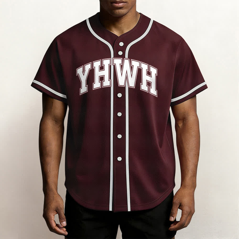 Christianartworkshop YHWH Varsity Button Front Baseball Jersey - image 14