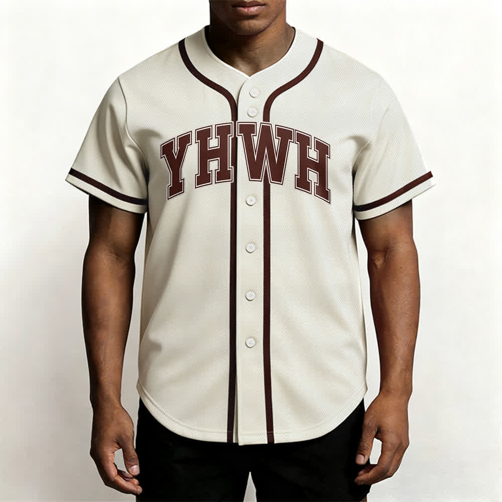 Christianartworkshop YHWH Varsity Button Front Baseball Jersey - image 8