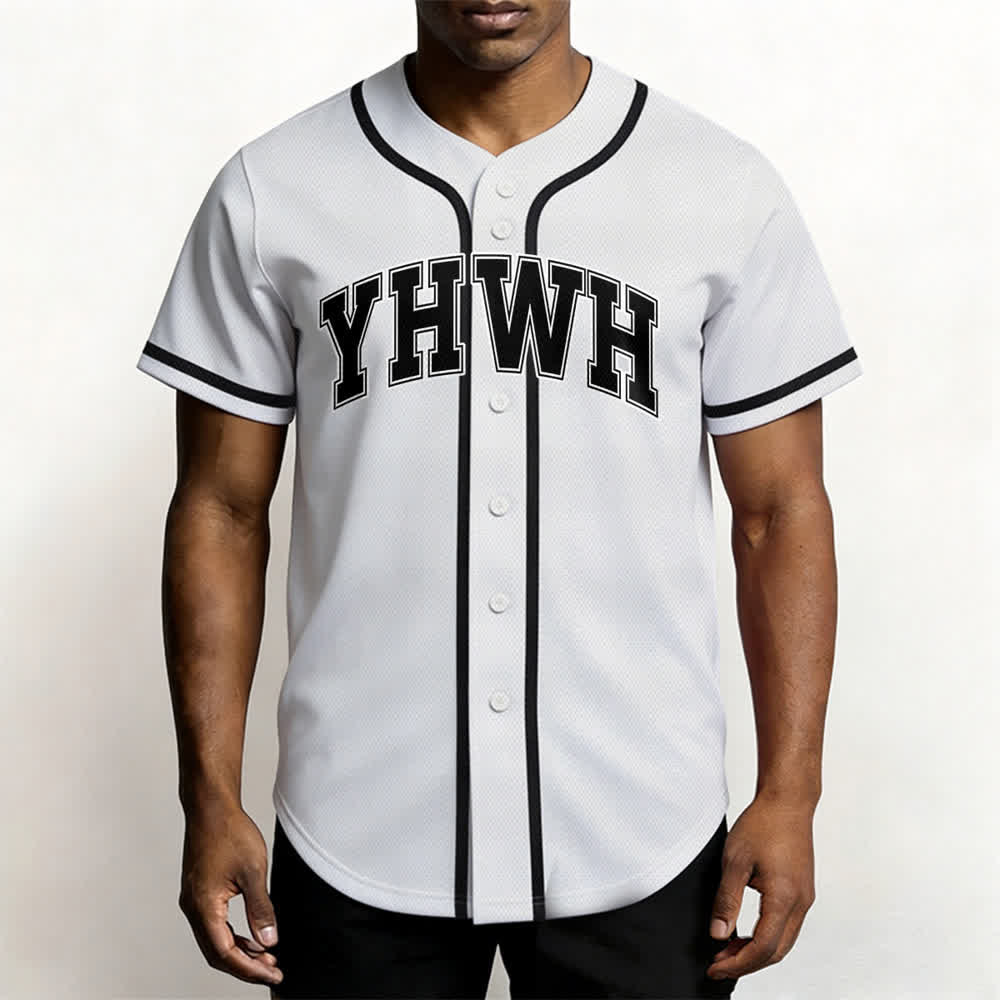 Christianartworkshop YHWH Varsity Button Front Baseball Jersey - image 2