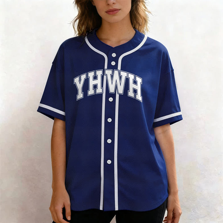 Christianartworkshop YHWH Varsity Button Front Baseball Jersey - image 16