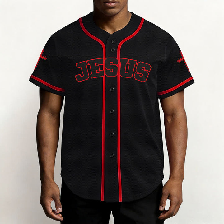 Christianartworkshop Jesus Lion Armor Black Button Up Baseball Jersey - image 13