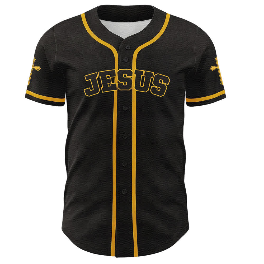 Christianartworkshop Jesus Lion Armor Black Button Up Baseball Jersey - image 16