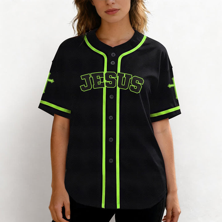 Christianartworkshop Jesus Lion Armor Black Button Up Baseball Jersey - image 53