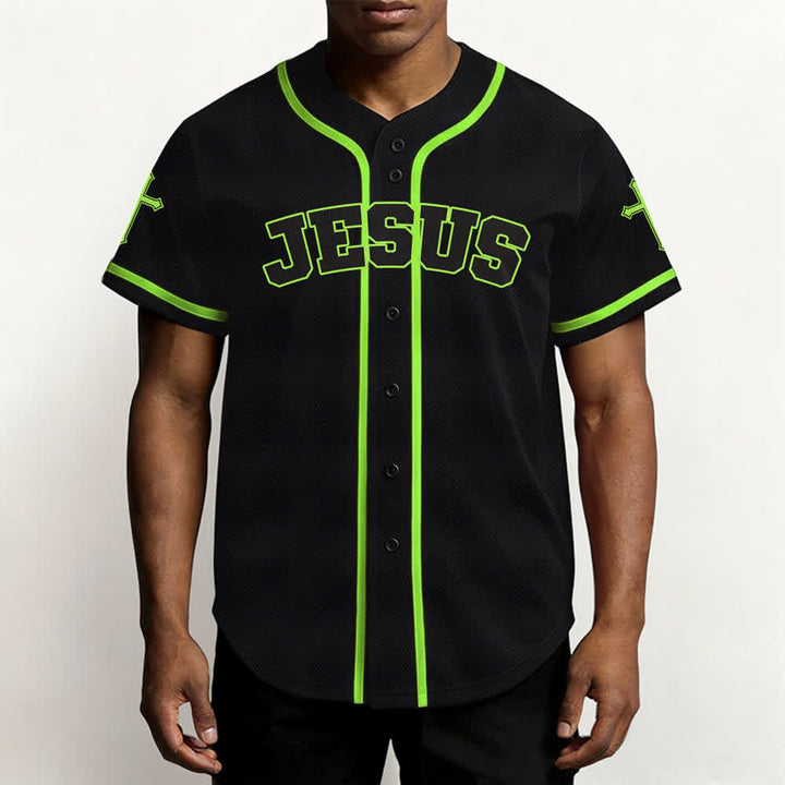 Christianartworkshop Jesus Lion Armor Black Button Up Baseball Jersey - image 55