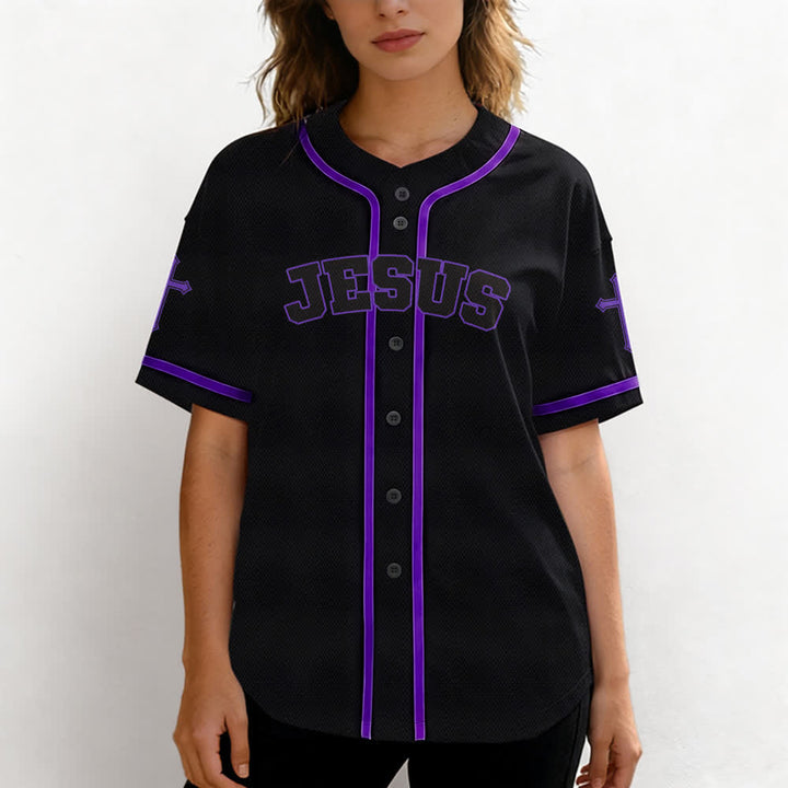 Christianartworkshop Jesus Lion Armor Black Button Up Baseball Jersey - image 60