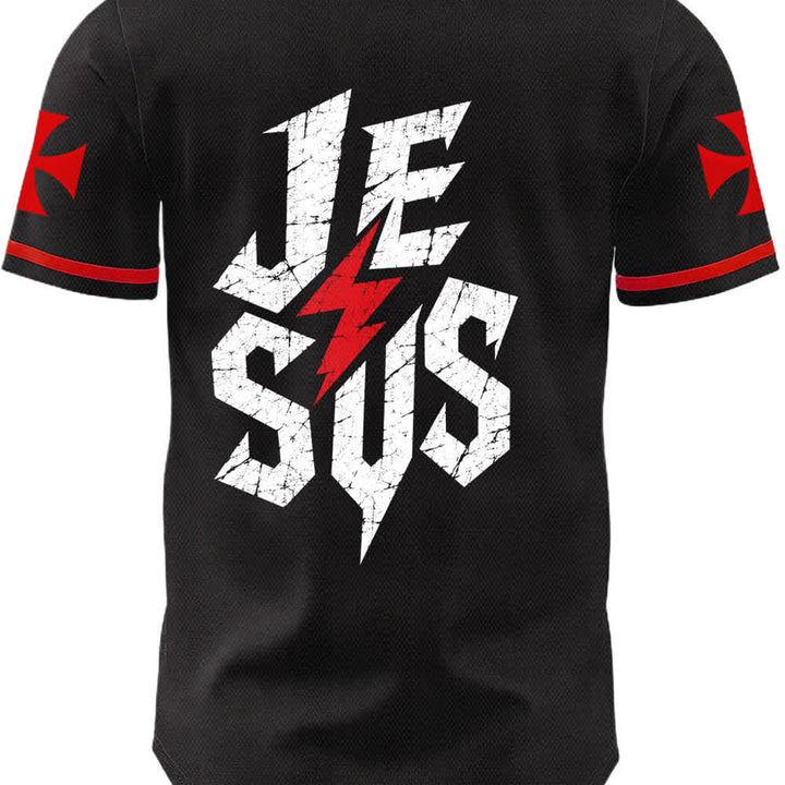 Christianartworkshop Jesus Highway To Heaven Distressed Black Baseball Jersey - image 8