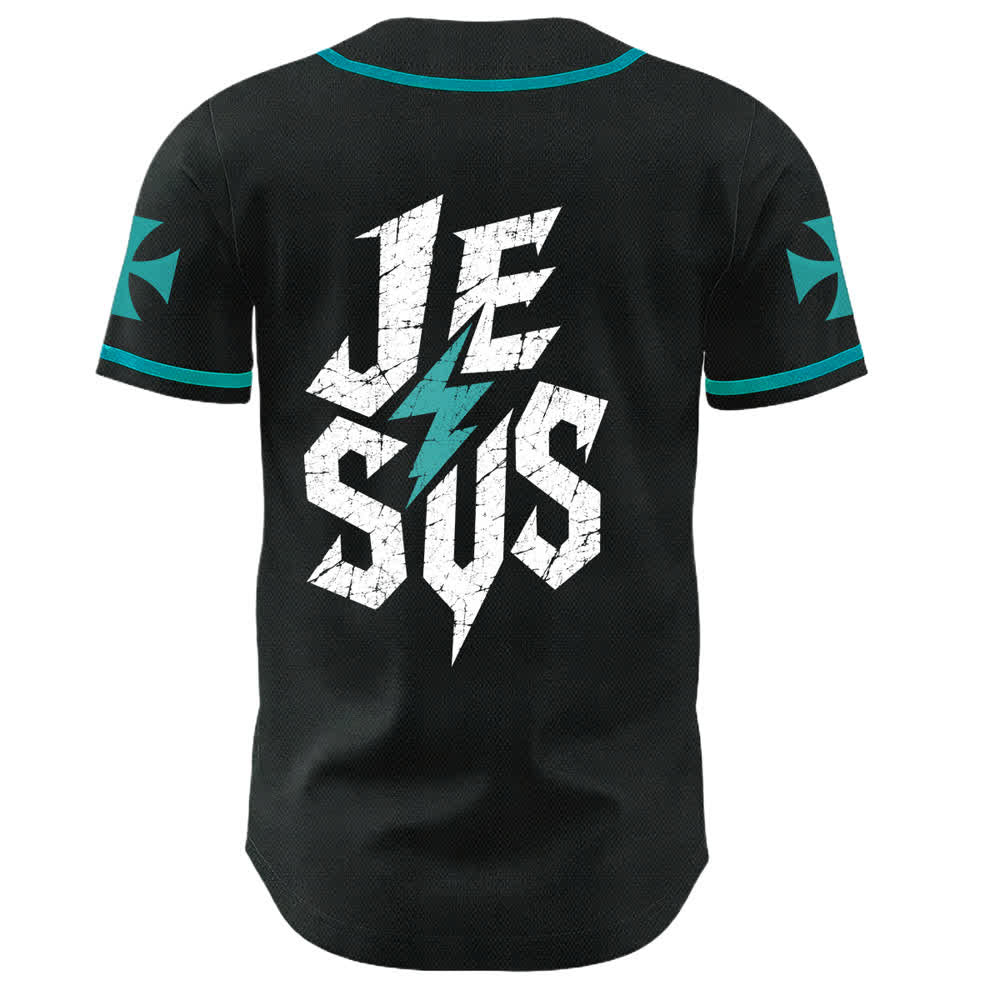 Christianartworkshop Jesus Highway To Heaven Distressed Black Baseball Jersey - image 29