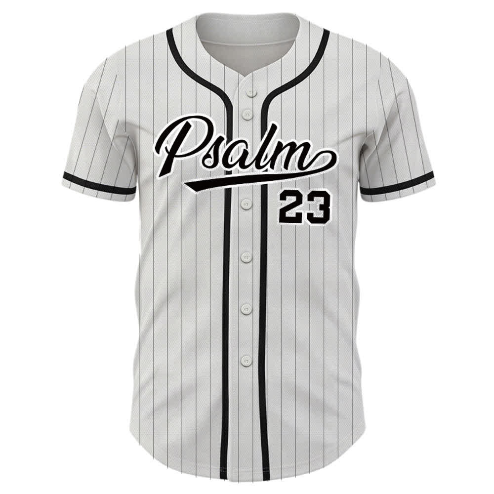 Christianartworkshop Psalm 23 Pinstripe Varsity Button Up Baseball Jersey - image 2