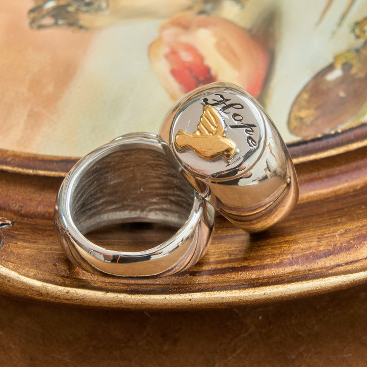 Christianartworkshop Relief Motif Signet Ring Cross And Holy Spirit Charms: Emblem of Serene Divine Inspiration - image 4