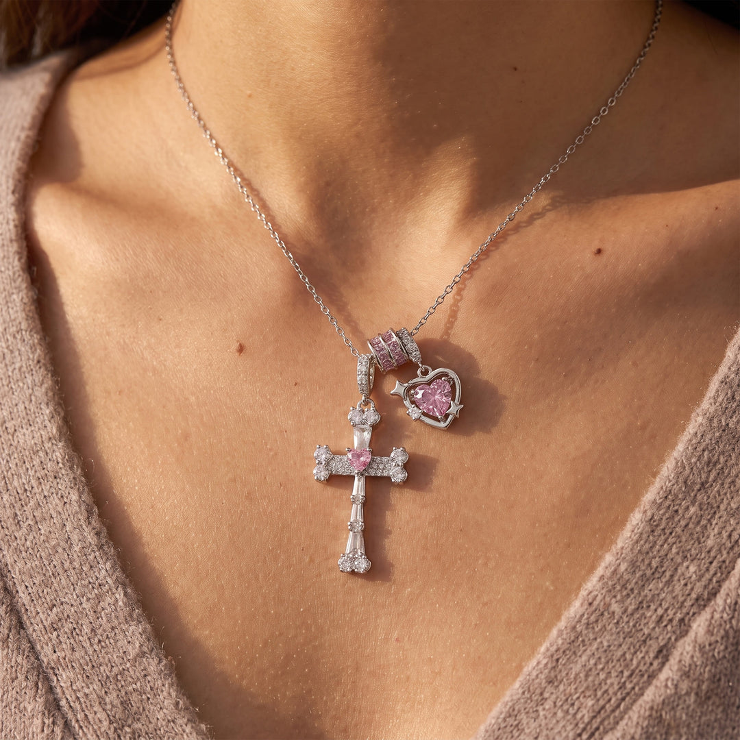 Christianartworkshop Delicate Paved Crystal Cross Necklace: Emblem of Quiet Celestial Safeguard - image 4