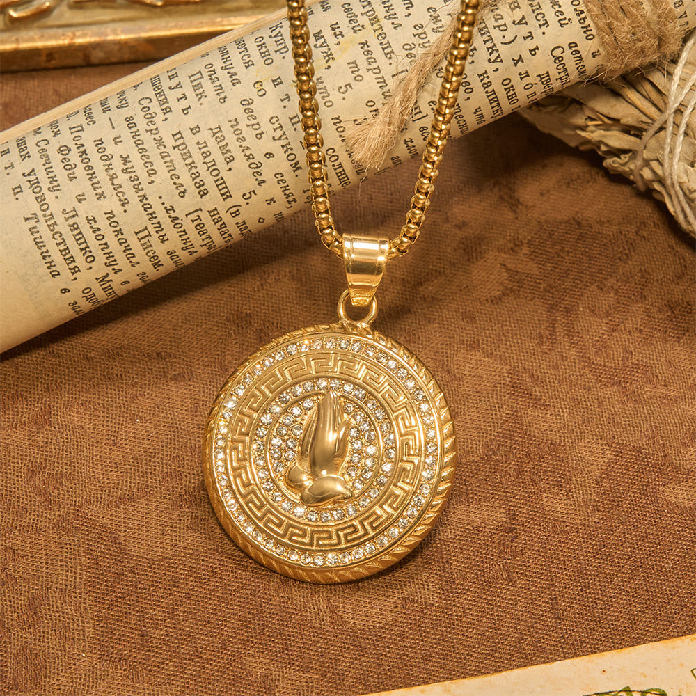 Christianartworkshop Glitter Stone Encircled Praying Hands Charm: Bearer of Gentle Celestial Solace - image 3
