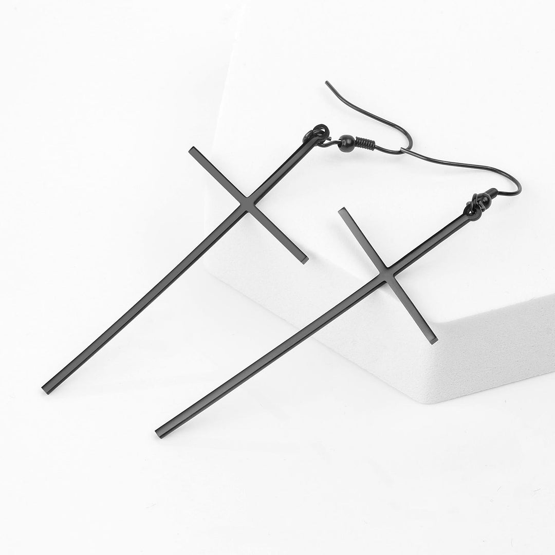 Christianartworkshop Slim Long Cross Dangle Earrings: Symbol of Quiet Sacred Serenity - image 11