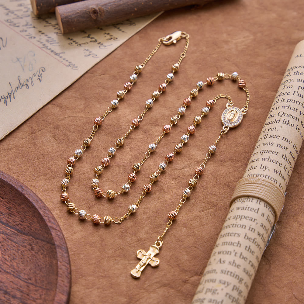 Christianartworkshop Polished Multi-Tone Rosary With Crucifix Pendant: Emblem of Timeless Heavenly Grace - Crucifix - image 0