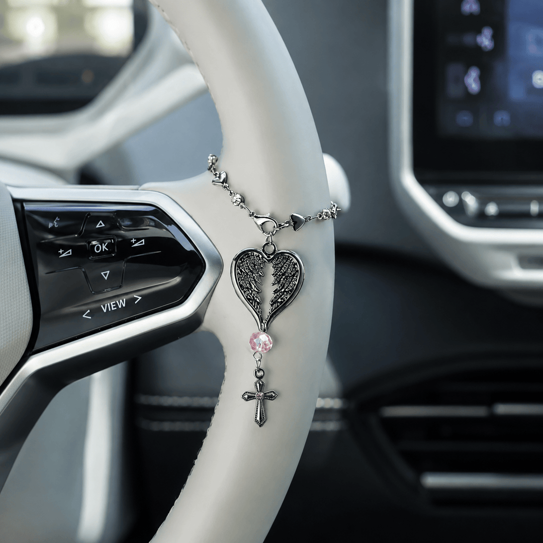Christianartworkshop Guardian Angel-Wing Heart Keychain for Car: Quiet Reminder of Tender Protection - Black Angel - image 9
