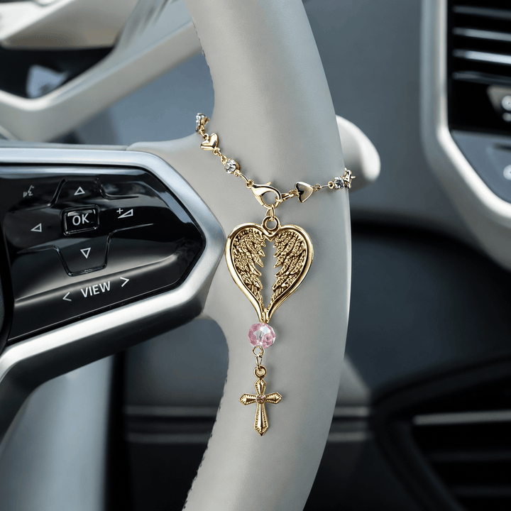 Christianartworkshop Guardian Angel-Wing Heart Keychain for Car: Quiet Reminder of Tender Protection - Golden Angel - image 6
