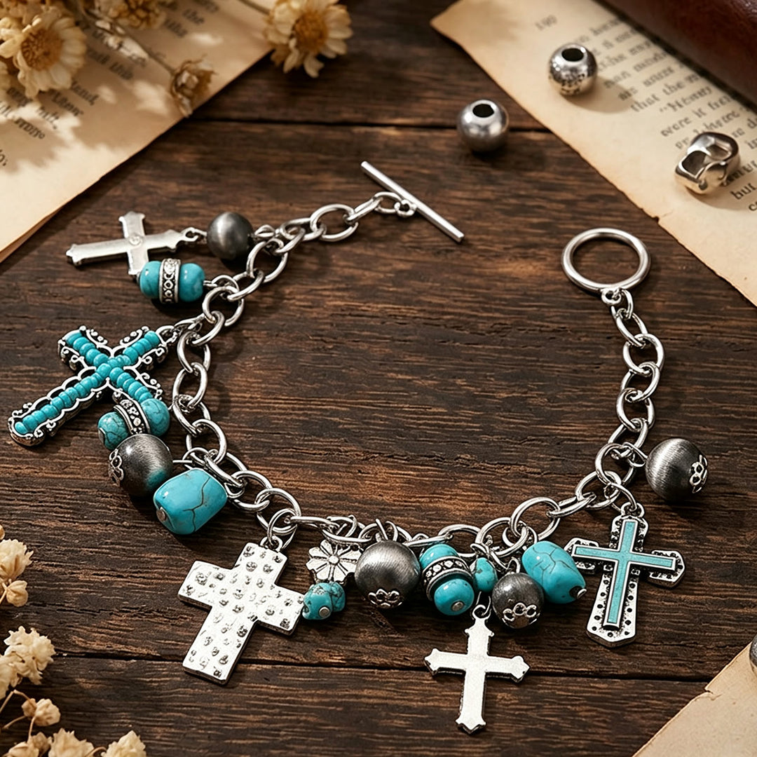 Christianartworkshop Timeless Bohemian Cross Bead Bracelet & Car Charm: Token of Enduring Heavenly Peace - image 4