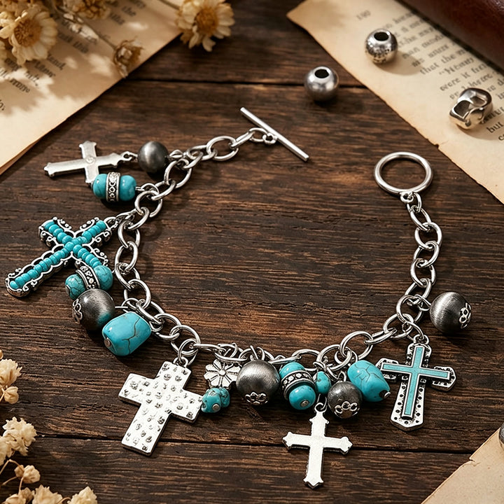 Christianartworkshop Timeless Bohemian Cross Bead Bracelet & Car Charm: Token of Enduring Heavenly Peace - image 4