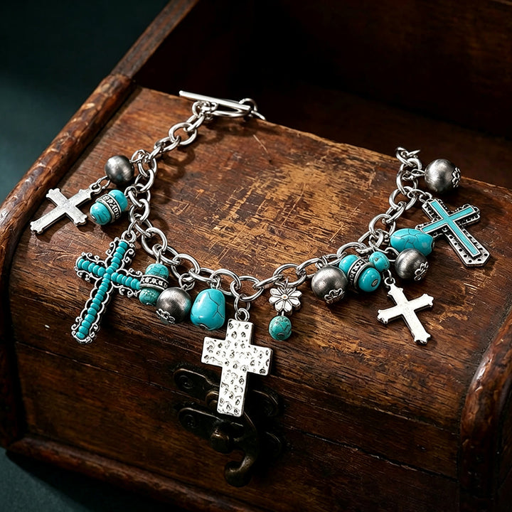 Christianartworkshop Timeless Bohemian Cross Bead Bracelet & Car Charm: Token of Enduring Heavenly Peace - image 2
