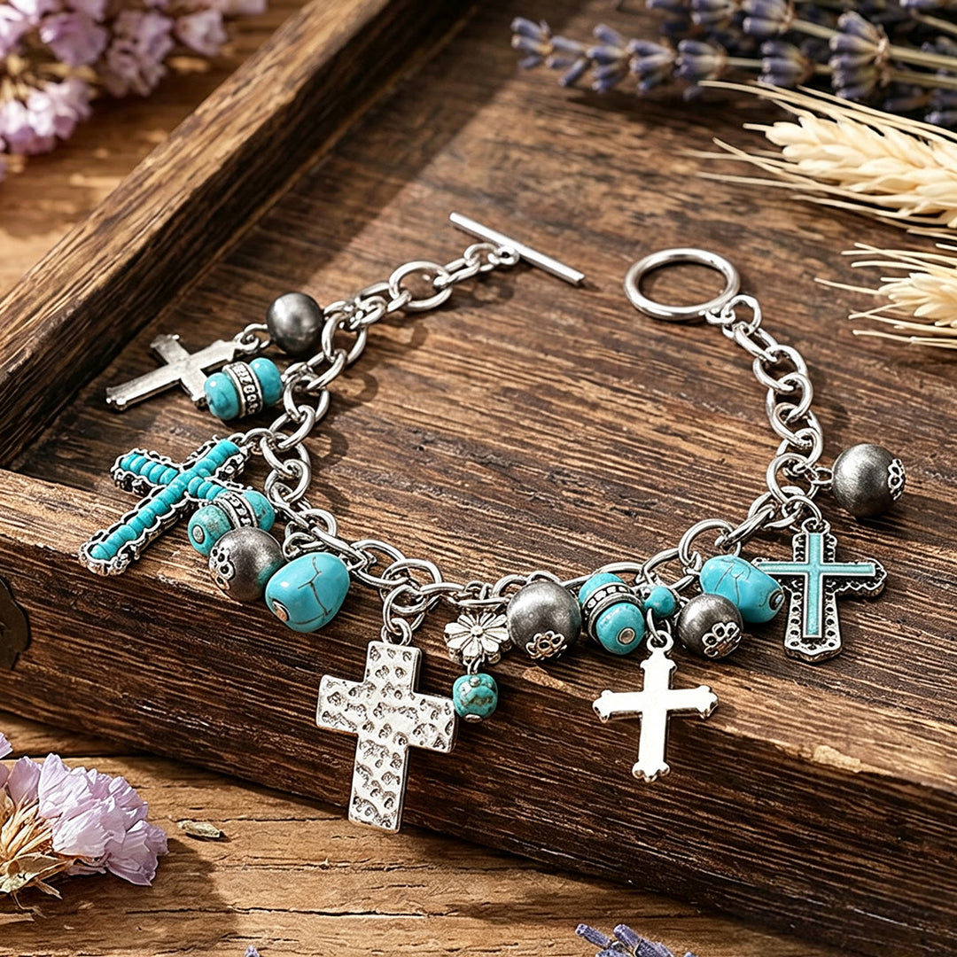 Christianartworkshop Timeless Bohemian Cross Bead Bracelet & Car Charm: Token of Enduring Heavenly Peace - image 3