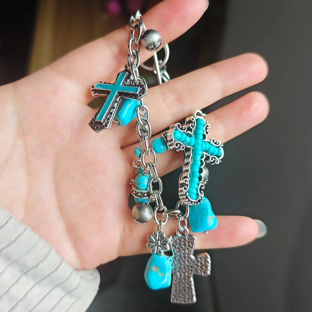 Christianartworkshop Timeless Bohemian Cross Bead Bracelet & Car Charm: Token of Enduring Heavenly Peace - image 7