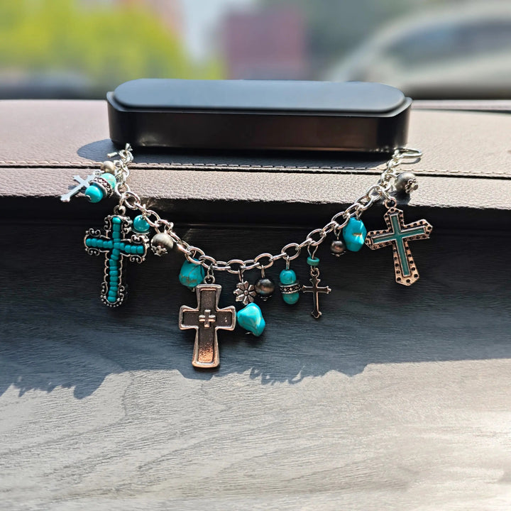 Christianartworkshop Timeless Bohemian Cross Bead Bracelet & Car Charm: Token of Enduring Heavenly Peace - image 8