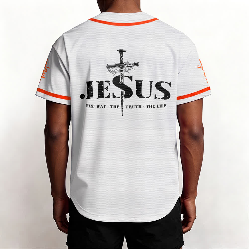Christianartworkshop Dual‑Side Jesus The Way The Truth Cross Print Baseball Jersey - image 27