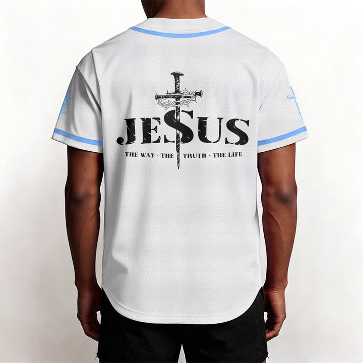 Christianartworkshop Dual‑Side Jesus The Way The Truth Cross Print Baseball Jersey - image 41