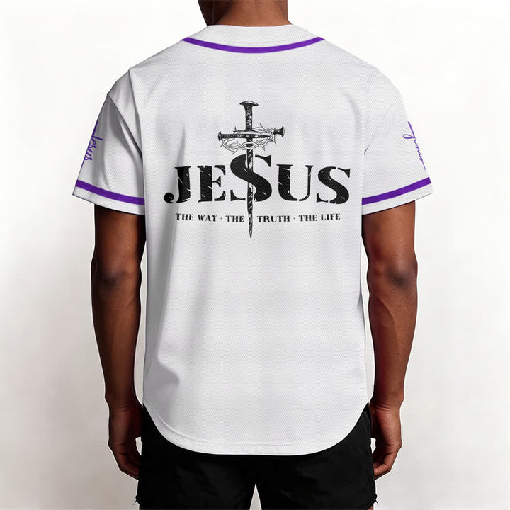 Christianartworkshop Dual‑Side Jesus The Way The Truth Cross Print Baseball Jersey - image 62